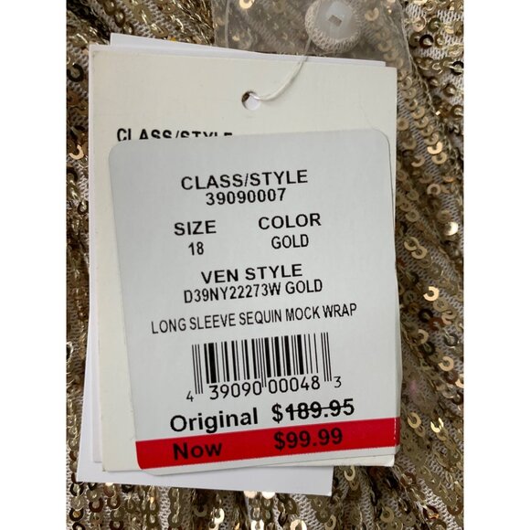 DB Studio Sequin Mock Wrap Dress Size 18 Gold Open Back RL10199 Davids Bridal - Picture 5 of 15